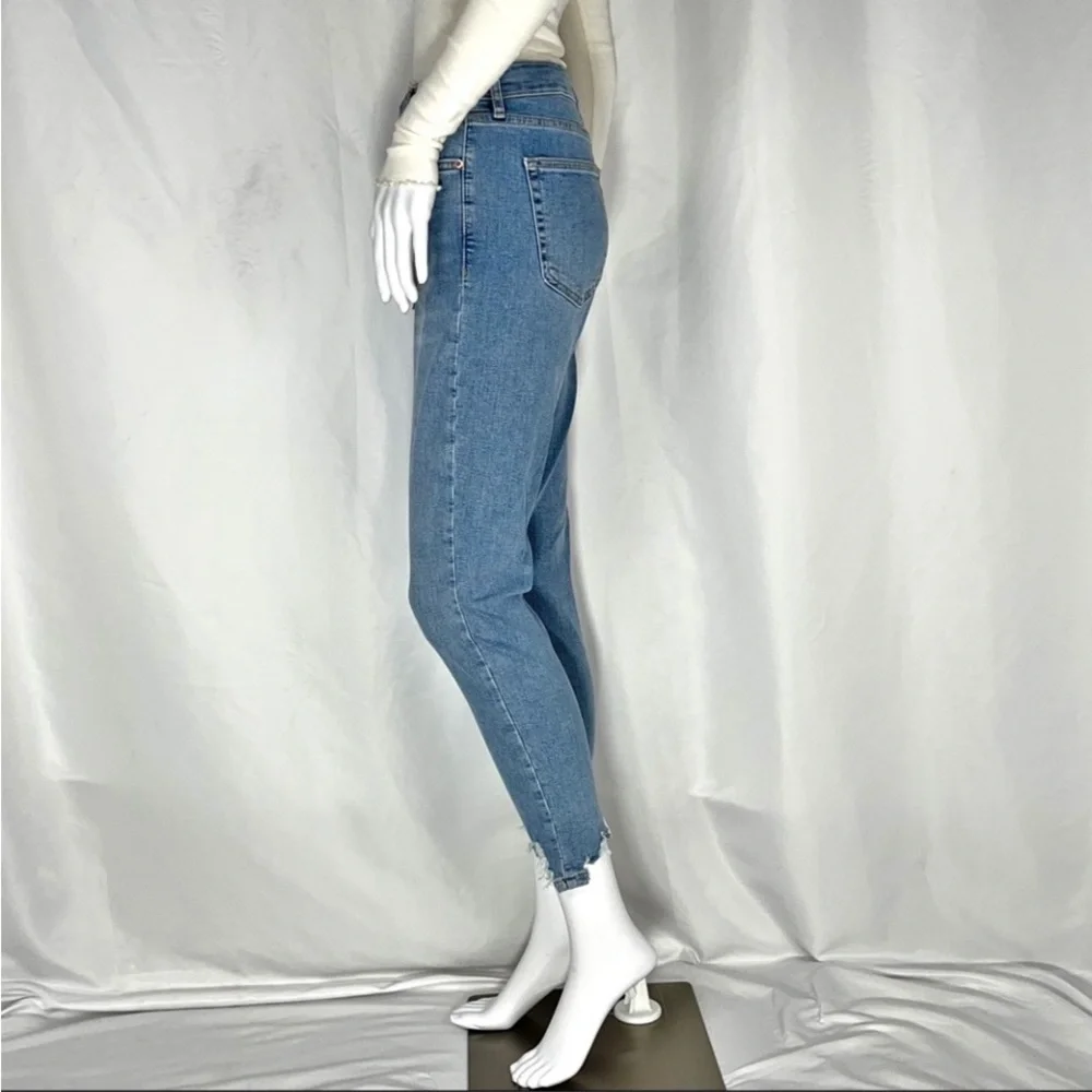 TopShop Jamie Blue High Waist Jagged Hem Skinny Jeans Sz28 Waist28” Inseam26.5” - Picture 9 of 16